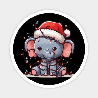 Christmas Elephant with Santa Hat Magnet